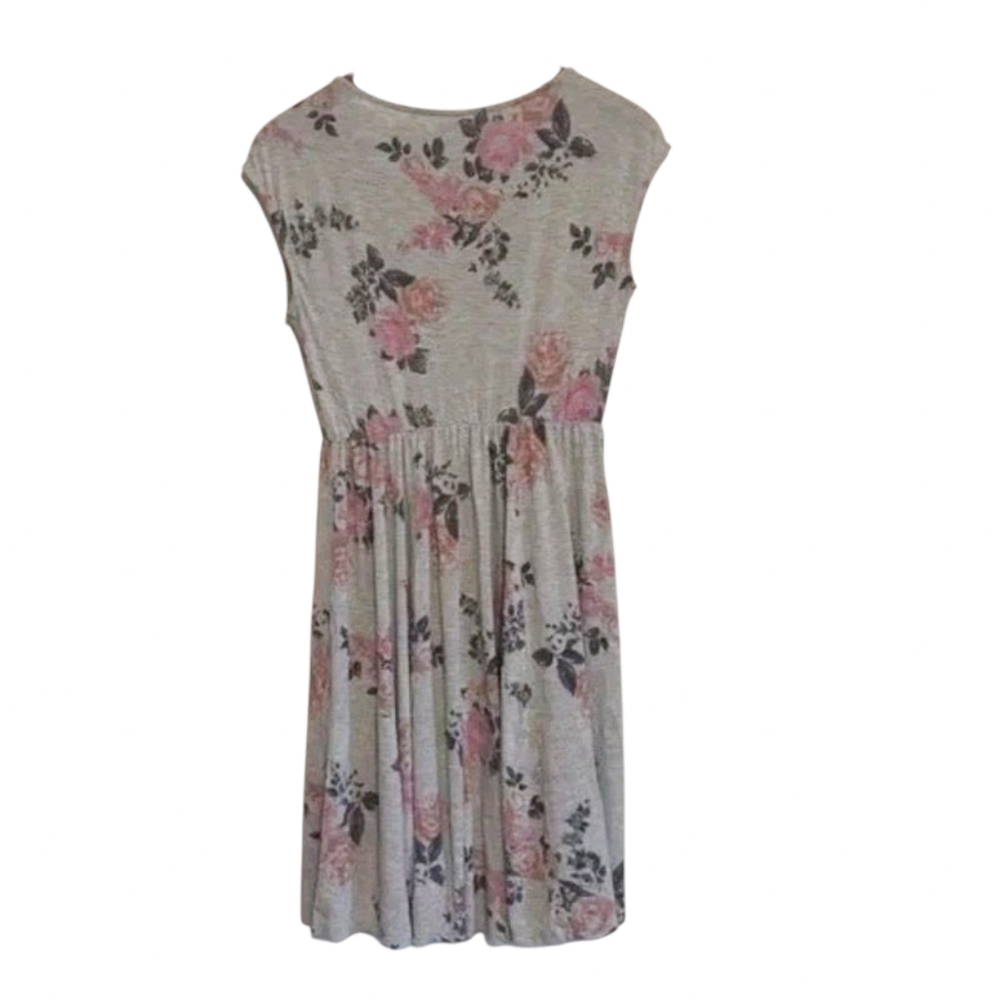 ISO Torrid Gray and Pink Floral Midi Dress Size 1 Or 2 - Picture 5 of 6